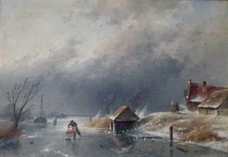 Charles Leickert - Paesaggio invernale con pattinatore, Museo Arnhem